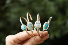 Load image into Gallery viewer, Golden Hills Turquoise Silver Cuff (Triangular Stone)