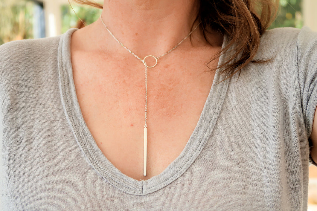 Rectangle Drop Threader Necklaces