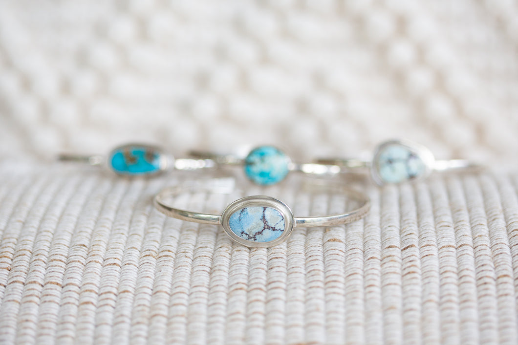 Golden Hills Turquoise Silver Cuff (Oval Stone)