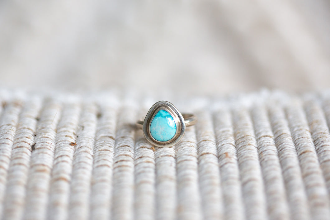 White Water Turquoise Pinky Ring - Size H AU ~ 3 3/4 US