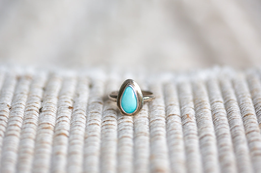 White Water Turquoise Pinky Ring - Size H AU ~ 3 3/4 US