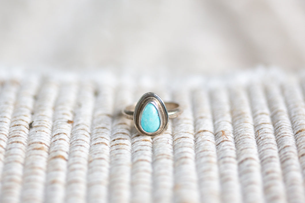 White Water Turquoise Pinky Ring - Size G AU ~ 3 1/4 US