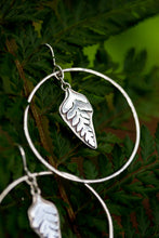 Load image into Gallery viewer, Silver Fern Hoop Earrings
